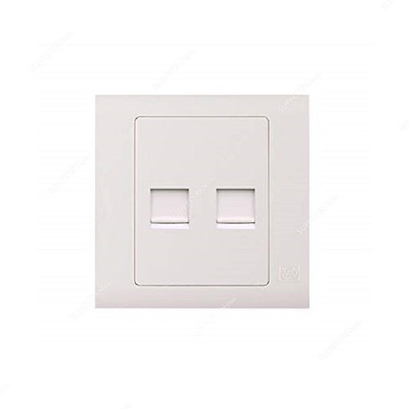 Mk Dual Port Data Outlet Socket, MV429WHI, Polycarbonate, 1 Gang, RJ45, White