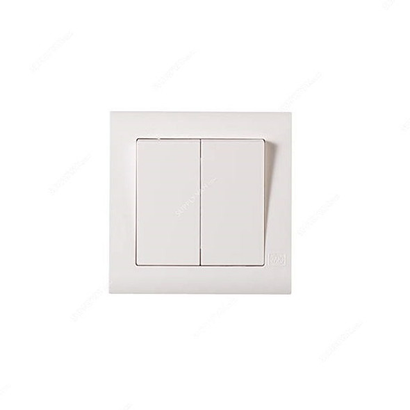 Mk Wide Rocker Switch, MV4782W1WHI, Essential, Polycarbonate, 2 Gang, 1 Way, 10A, White