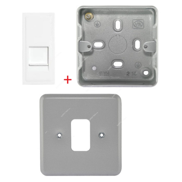 Mk 1 Module Telephone Socket Outlet, K5846SAWHI-Set, Metalclad Plus, IP2XD, RJ45, White, 3 Pcs/Set