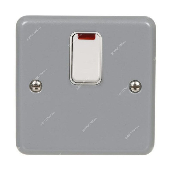 Mk DP Switch With Neon, K5232ALM, Metalclad Plus, IP2XD, 1 Gang, 20A, Aluminium