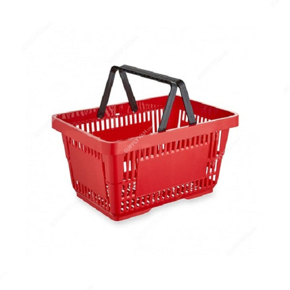 Shopping Basket With Black Handles, SMBPNDK, Polypropylene Copolymer, 230MM Height x 430MM Width, 22 Ltrs Capacity, Red