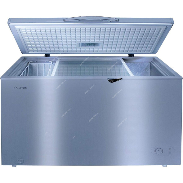 Venus Single Door Chest Freezer, VCF250, 250 Ltrs, Silver Titanium Finish