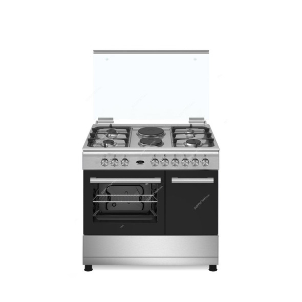 Venus Freestanding Gas Cooker With Electric Oven And Grill, VC9642BCD, 4 Burner, 90CM Width x 60CM Depth, Silver