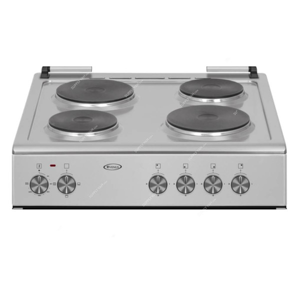 Venus Freestanding Electric Cooker With Oven and Grill, VC6644ESD, 4 Hot Plate, 60CM Width x 50CM Depth, Silver