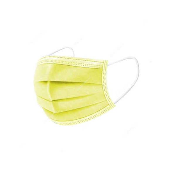 3 Layered Disposable Face Mask, Yellow, 50 Pcs/Pack