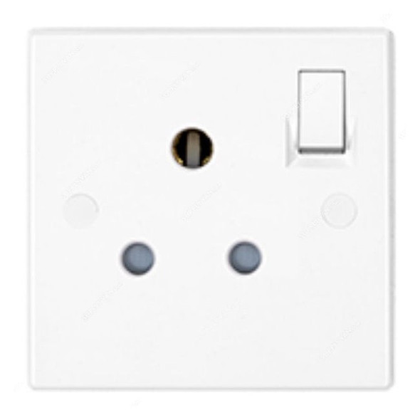 Mk Single Pole Switch Socket, E2893WHI, Essential, Polycarbonate, 1 Gang, 15A, White