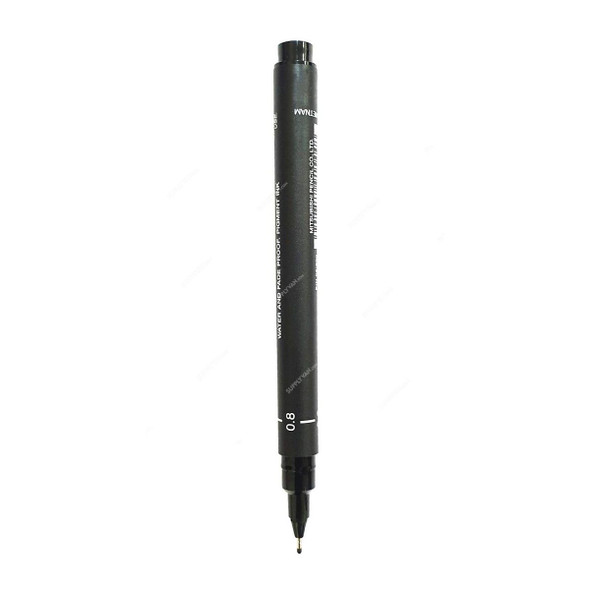 Uni-Ball Fine Line Marker, PIN200-08-BK, Uni-Pin, 0.8MM Tip, Black, 12 Pcs/Pack