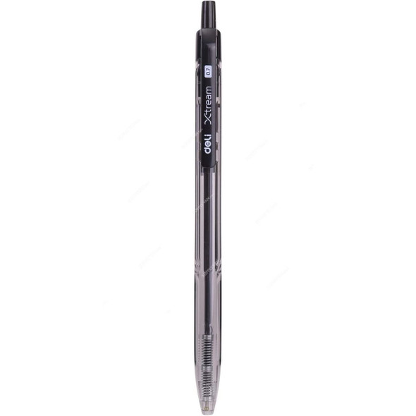 Deli Ball Point Pen With Low Viscosity Ink, EQ02120, 0.7MM, Black, 12 Pcs/Pack