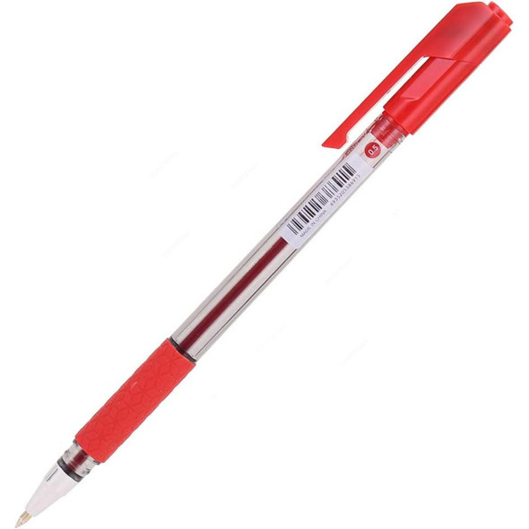 Deli Ball Point Pen With Low Viscosity Ink, EQ01540, 0.5MM, Red, 12 Pcs/Pack