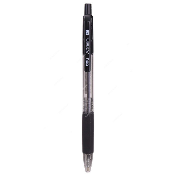 Deli Ball Point Pen With Low Viscosity Ink, EQ02220, 0.5MM, Black, 12 Pcs/Pack