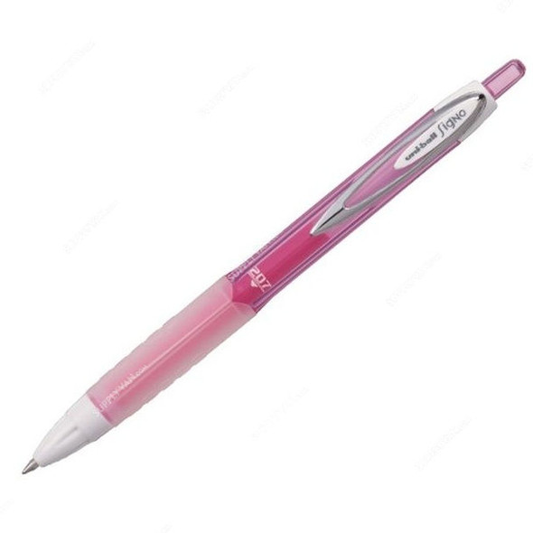 Uni-Ball Retractable Gel Ink Pen, UMN207F-PK, Signo Fancy, 0.7MM Tip, Pink, 12 Pcs/Pack