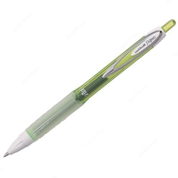 Uni-Ball Retractable Gel Ink Pen, UMN207F-GN, Signo Fancy, 0.7MM Tip, Green, 12 Pcs/Pack