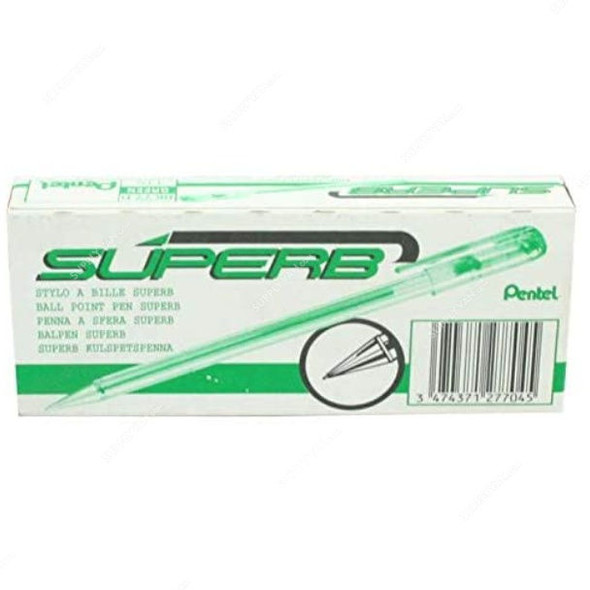 Pentel Superb Ball Point Pen, PE-BK77-D, 0.7MM Tip, Green, 12 Pcs/Pack