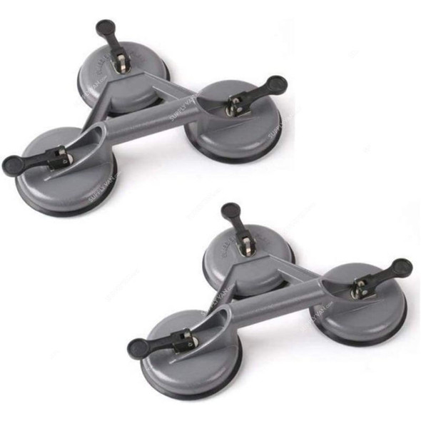 Robustline Heavy Duty Triple Suction Cup, 115MM Dia, Aluminium Alloy, 200 Lbs. Weight Capacity, 2 Pcs/Pack