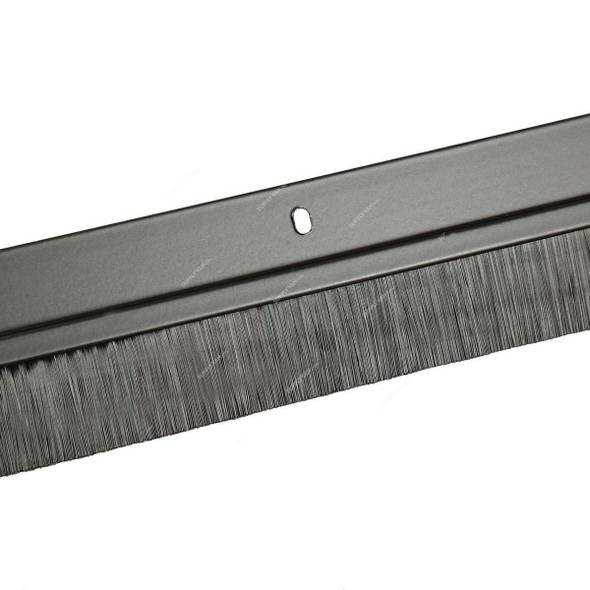 Robustline Door Bottom Brush Seal, Aluminium/Rubber, 120CM Length, Black