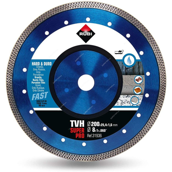 Rubi Turbo Viper Diamond Blade, 31936, TVH-200 Superpro, Wet, 200MM Dia