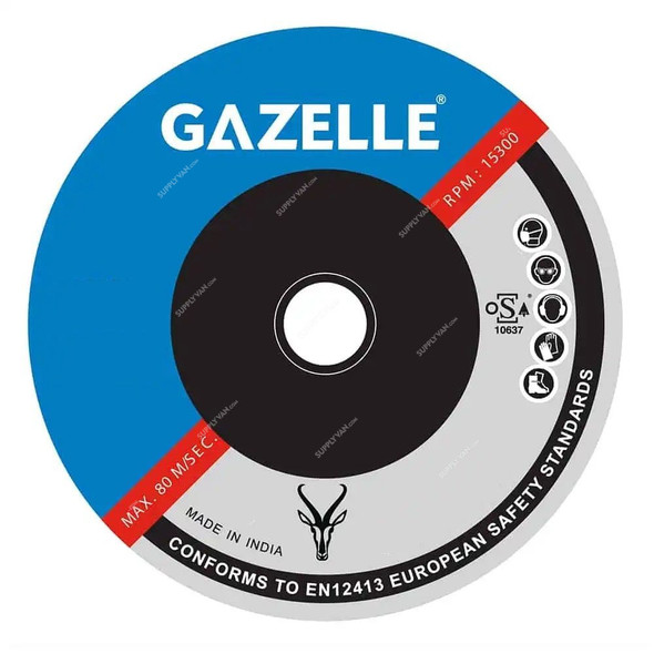 Gazelle Stainless Steel Grinding Disc, GSSG7, 180MM Dia x 22MM Bore Dia, 6MM Thk
