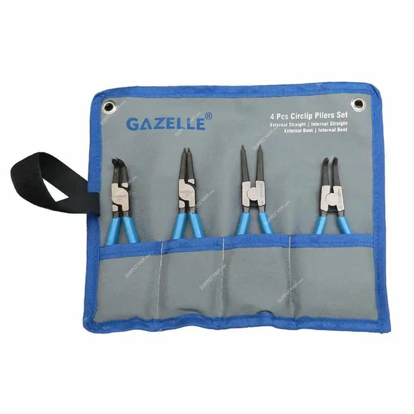 Gazelle Circlip Plier Set, G80198, 7 Inch, 4 Pcs/Set