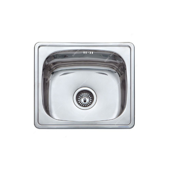 Milano Bl-604 One Bowl Kitchen Sink, Stainless Steel, 43CM Width x 49CM Length, Chrome Finish