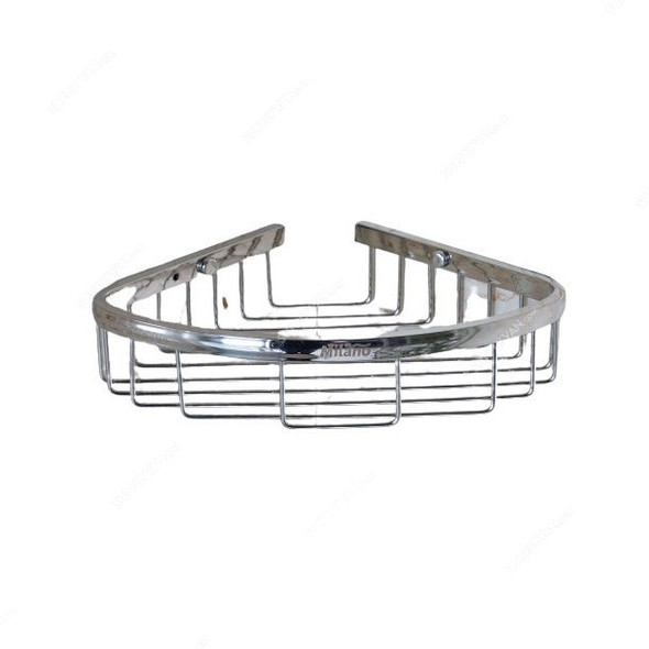 Milano Wall Mounted Corner Soap Basket, Thea, Stainless Steel, Chrome Finish