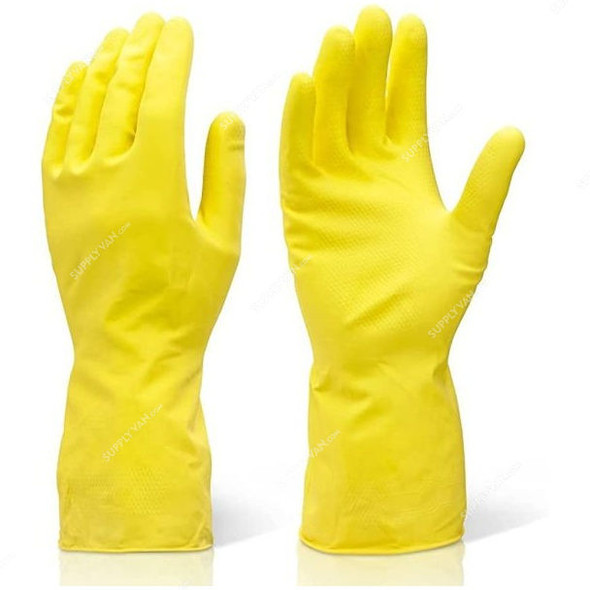 Reusable Rubber Safety Gloves, M/L, Yellow