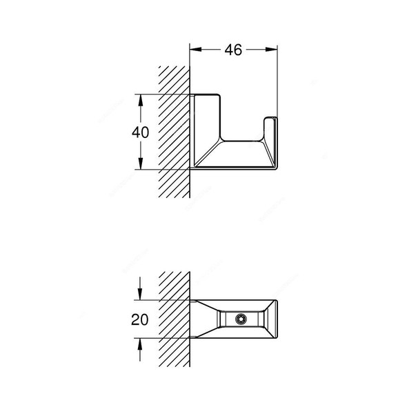 Grohe Robe Hook, 40782000, Selection Cube, Metal, Starlight Chrome Finish