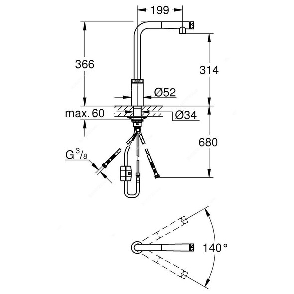 Grohe Sink Mixer, 31613000, Minta Smartcontrol, Metal, Starlight Chrome Finish