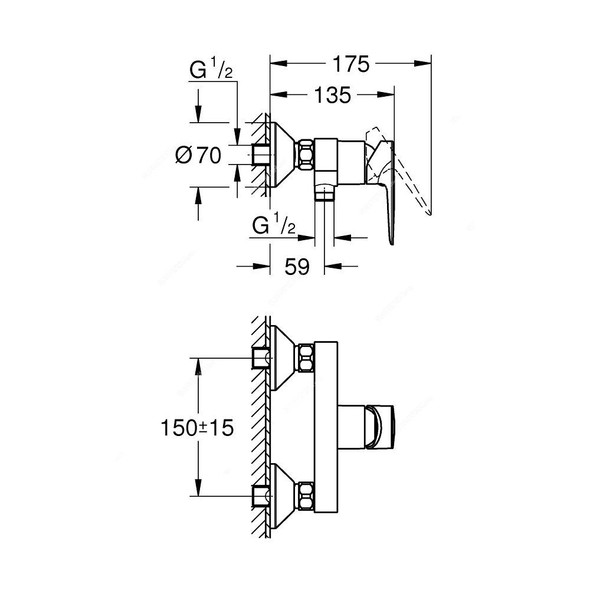 Grohe Single Lever Shower Mixer, 2363610F, BauEdge, Metal, 8.0 Ltrs/Min, Starlight Chrome Finish