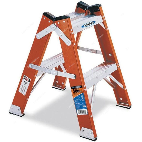 Werner Double Sided Step Ladder, T6202, Fiberglass, 2 Feet Height, 136 Kg Weight Capacity
