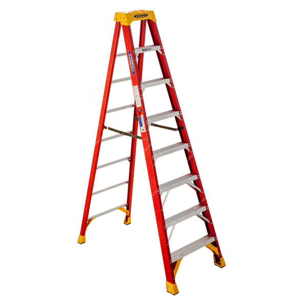 Werner Single Sided Step Ladder, 6208, Fiberglass, 8 Feet Height, 136 Kg Weight Capacity