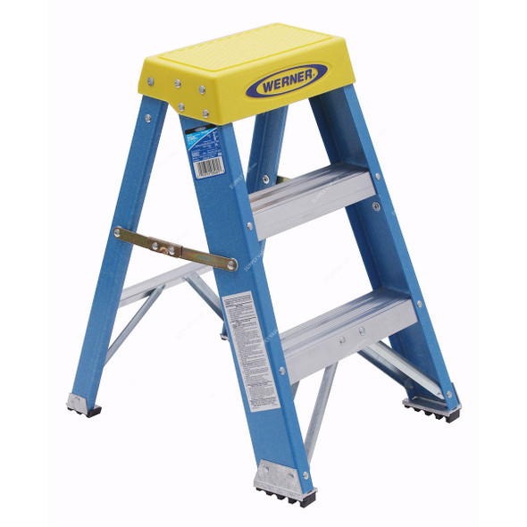 Werner Single Sided Step Ladder, 6002, Fiberglass, 2 Feet Height, 113 Kg Weight Capacity