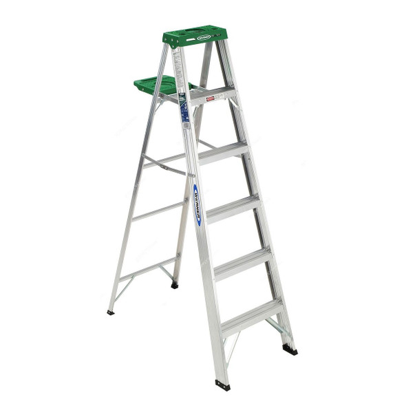 Werner Single Sided Step Ladder, 356, Aluminium, 6 Feet Height, 102 Kg Weight Capacity