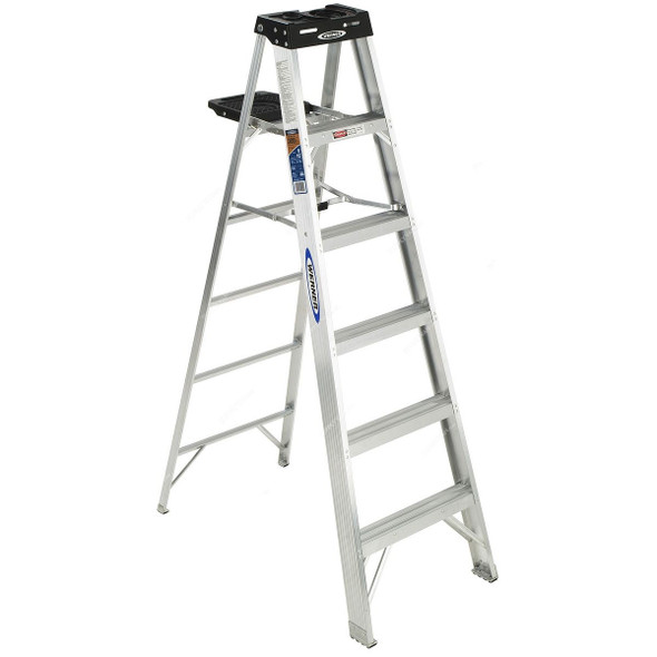 Werner Single Sided Step Ladder, 376, Aluminium, 6 Feet Height, 136 Kg Weight Capacity