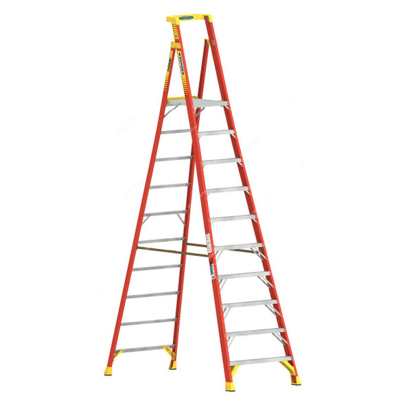 Werner Podium Step Ladder, PD6210, Fiberglass, 10 Feet Platform Height, 136 Kg Weight Capacity
