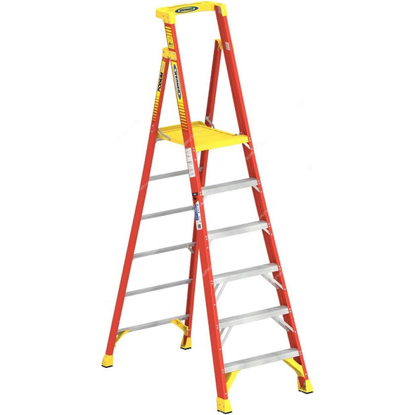 Werner Podium Step Ladder, PD6206, Fiberglass, 6 Feet Platform Height, 136 Kg Weight Capacity