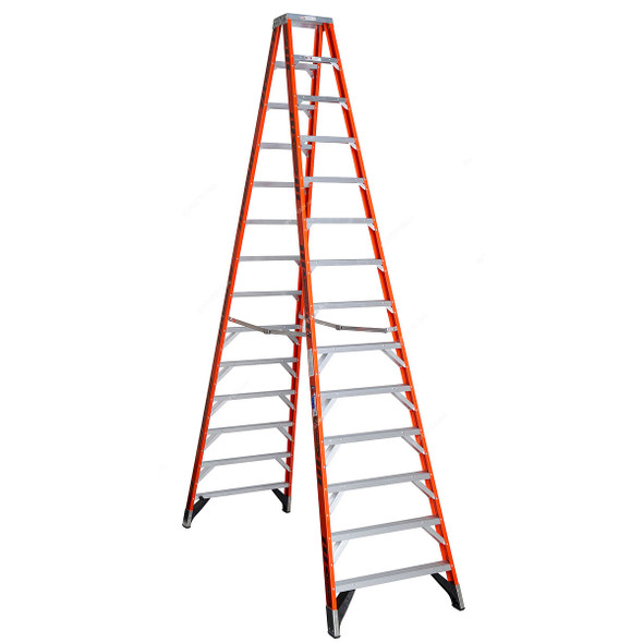 Werner Double Sided Step Ladder, T7414, Fiberglass, 14 Feet Height, 170 Kg Weight Capacity