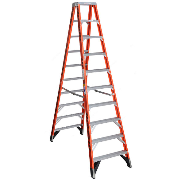 Werner Double Sided Step Ladder, T7410, Fiberglass, 10 Feet Height, 170 Kg Weight Capacity