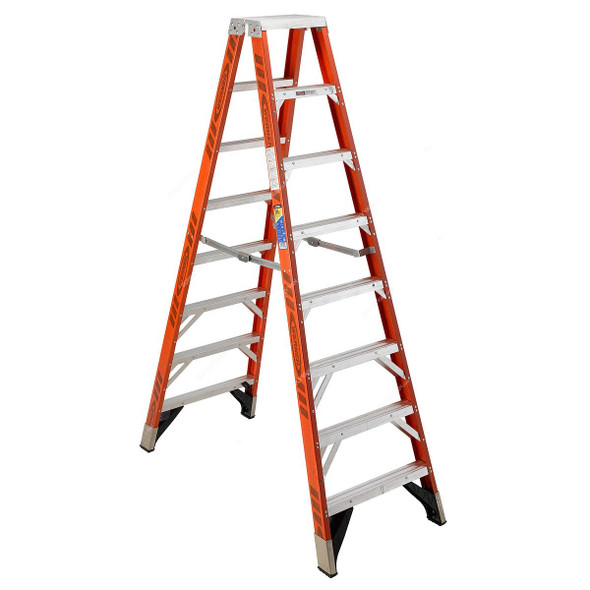 Werner Double Sided Step Ladder, T7408, Fiberglass, 8 Feet Height, 170 Kg Weight Capacity