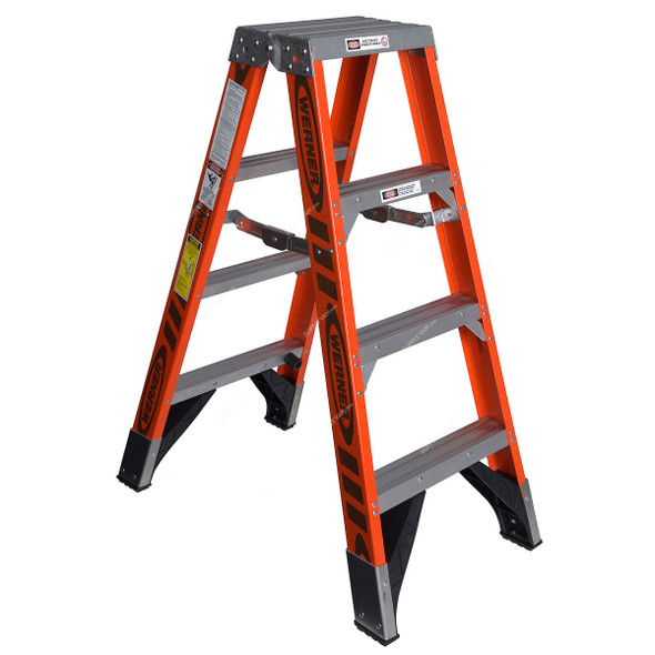 Werner Double Sided Step Ladder, T7404, Fiberglass, 4 Feet Height, 170 Kg Weight Capacity