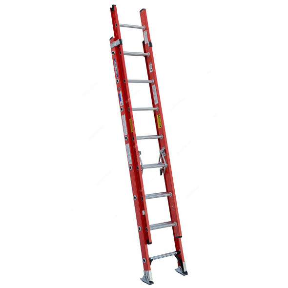 Werner Dual Section Extension Ladder, D6216-2, Fiberglass, D-Rung, 8+8 Steps, 136 Kg Weight Capacity