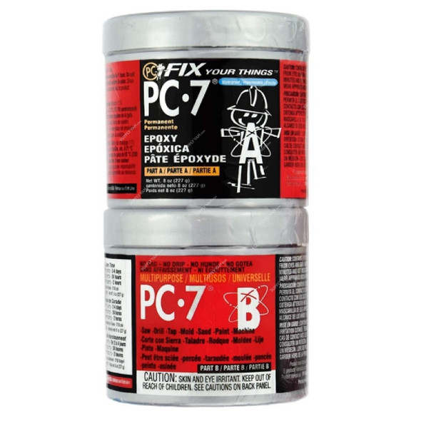 Pc Heavy Duty Epoxy Adhesive, PC-7, Paste, 8 Oz, Dark Grey, 2 Pcs/Set