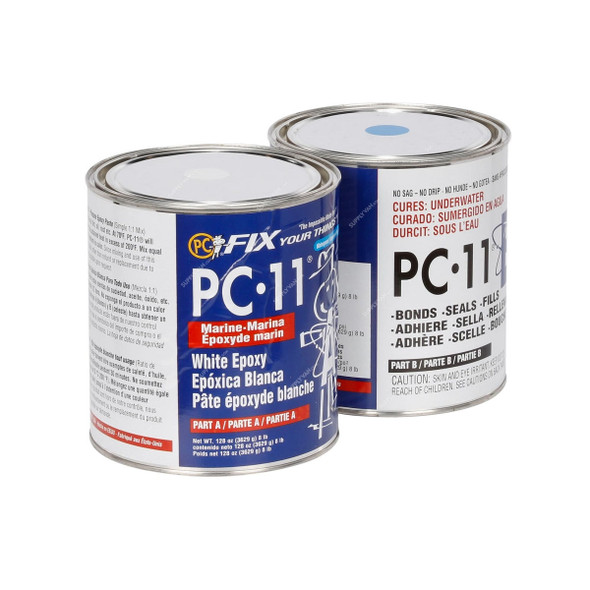 Pc Heavy Duty Epoxy Adhesive, PC-11, Paste, 128 Oz, White, 2 Pcs/Set