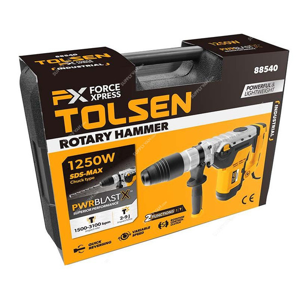 Tolsen Rotary Hammer, 88540, SDS-Max, 1250W, 40MM Drilling Capacity