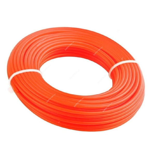 Tolsen Round Shape Trimmer Line, 77654, Nylon 6, 2.4MM Dia x 15 Mtrs Length, Orange