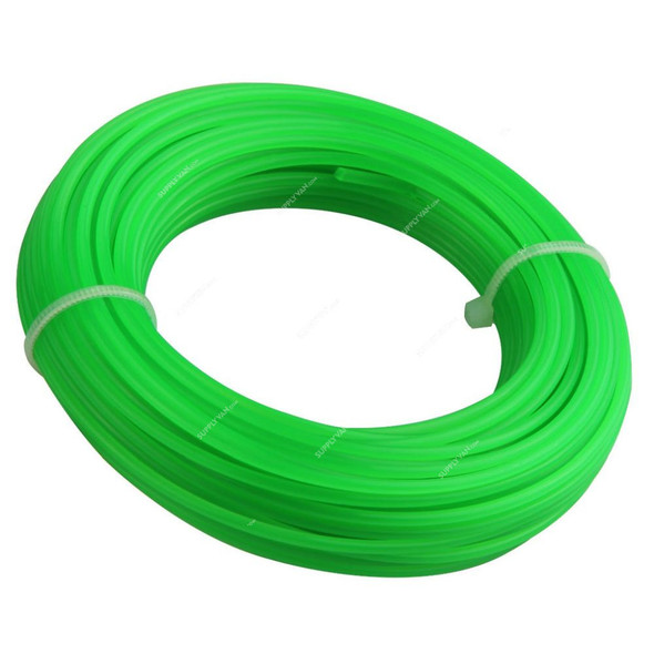 Tolsen Square Shape Trimmer Line, 77653, Nylon 6, 2MM Dia x 15 Mtrs Length, Green