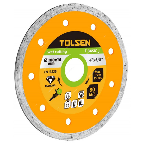 Tolsen Segmented Diamond Cutting Disc, 76733, Wet, 22.2MM Bore Dia x 125MM Dia