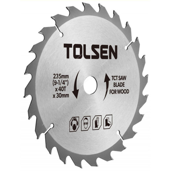 Tolsen Saw Blade For Wood, 76432, Tungsten Carbide Tipped, 30MM Bore Dia x 185MM Dia, 60 Teeth