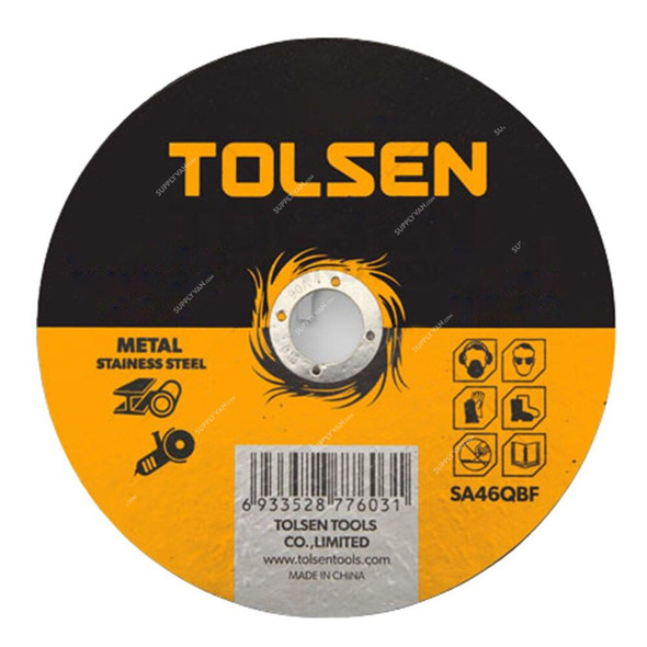 Tolsen Flat Cutting-Off Wheel, 76134, Type 41, 22.2MM Bore Dia x 115MM Dia
