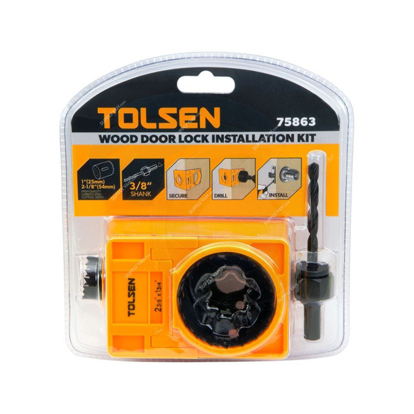Tolsen Lock Installation Hole Saw Set, 75863, 4 Pcs/Set