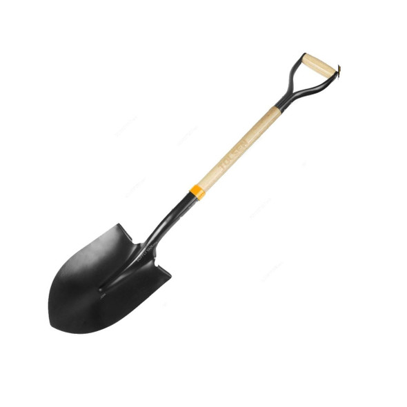 Tolsen Shovel With Wooden Handle, 58001, Carbon Steel, Round Pointed, 1025MM Length
